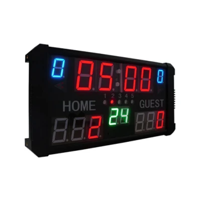 Placar de placar eletrônico de ginástica portátil LED digital de basquete mais barato com relógio de tiro
