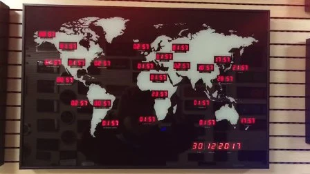 Relógio de parede com mostrador de data digital com LED fuso horário mundial